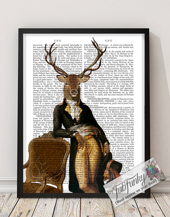 Deer and Chair, Full, Book Print, Art Print, Wall Art