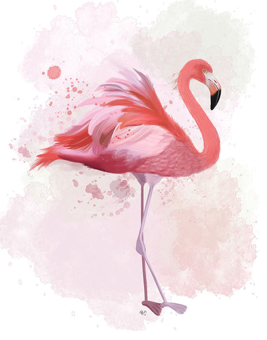 Fluffy Flamingo 2, Bird Art Print, Wall Art — FabFunky