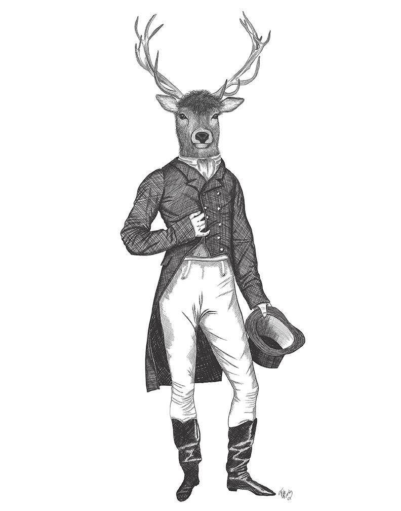 Deer Top Hat and Tails, Limited Edition Print of drawing — FabFunky