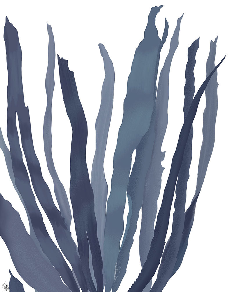 Seaweed 1 Blue Large, Nautical print, Coastal art — FabFunky