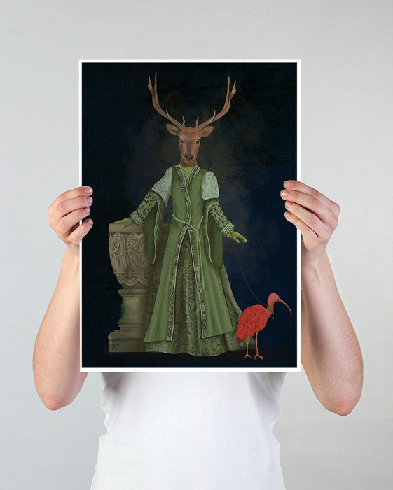 Lady Becket Deer and Ibis Limited Edition, Fine Art Print | Ltd Ed Canvas 18x24inch