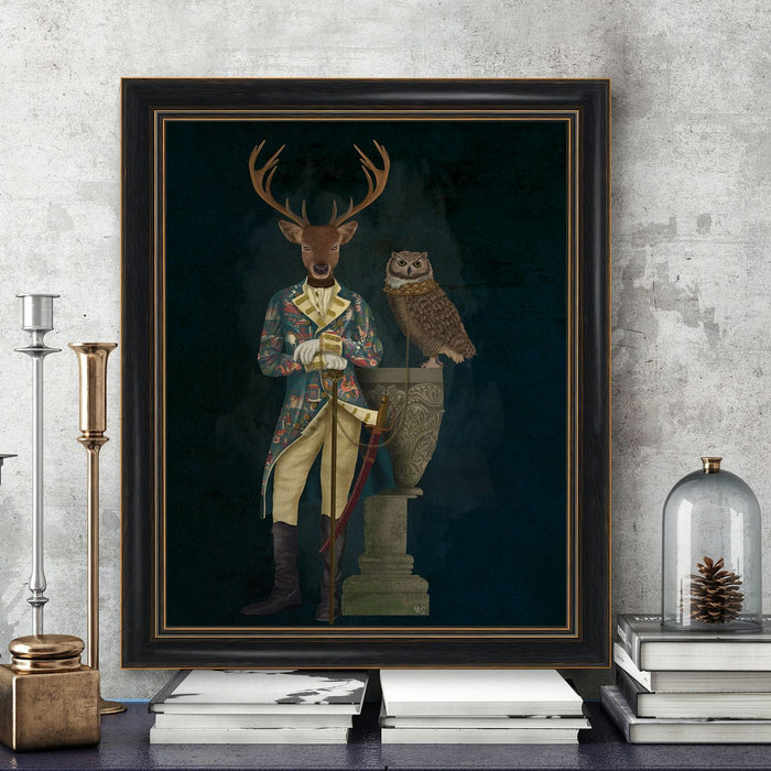 Archie Buckingham Deer and Owl Limited Edition, Fine Art Print | Ltd Ed Print 18x24inch