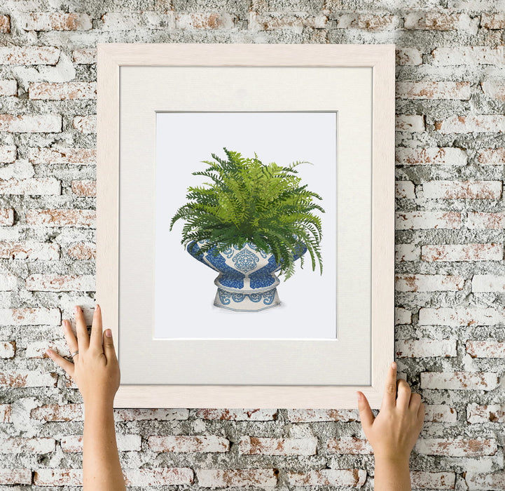 Chinoiserie Bowl and Fern, Art Print, Canvas art | Print 14x11inch