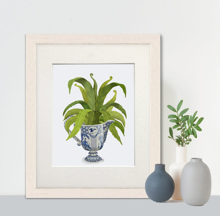 Chinoiserie Jug and Fern, Art Print, Canvas art | Print 14x11inch